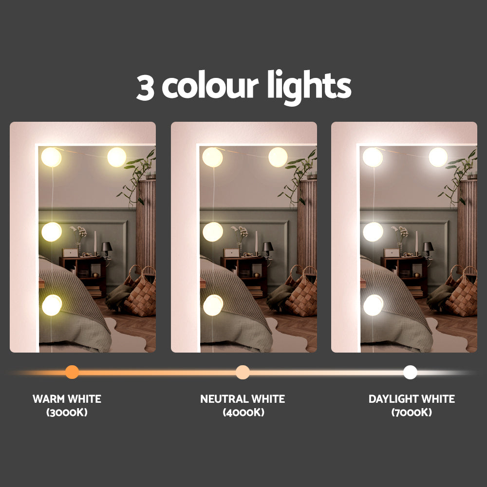 Artiss Dressing Table Set Stool 10 Led Bulbs White Debbie 6