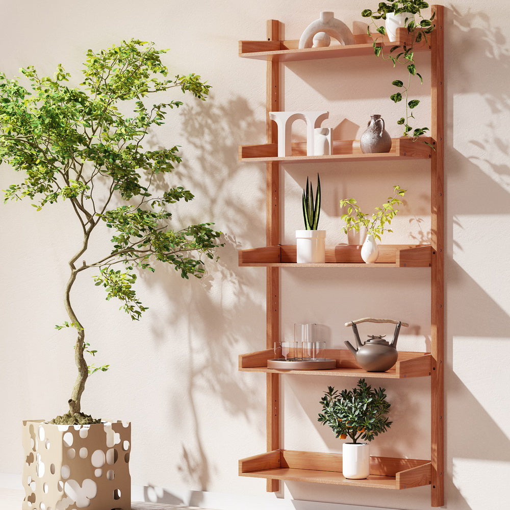 Artiss Bookshelf Floating Shelf  CAPIZ Oak 7