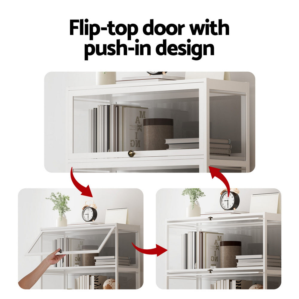 Artiss 5-Tier Display Cabinet Storage Bookshelf Clear Shelf White 6