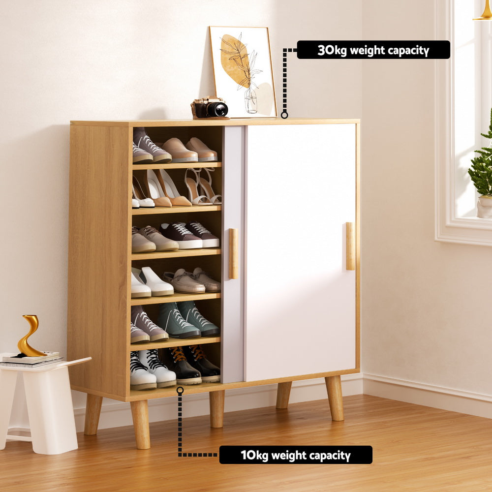 Artiss Shoe Cabinet 30 Pairs Sliding Doors 8