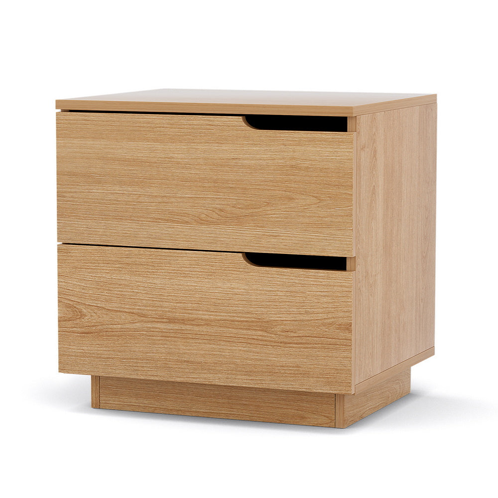 Artiss Bedside Table 2 Drawers Nightstand Pine 7
