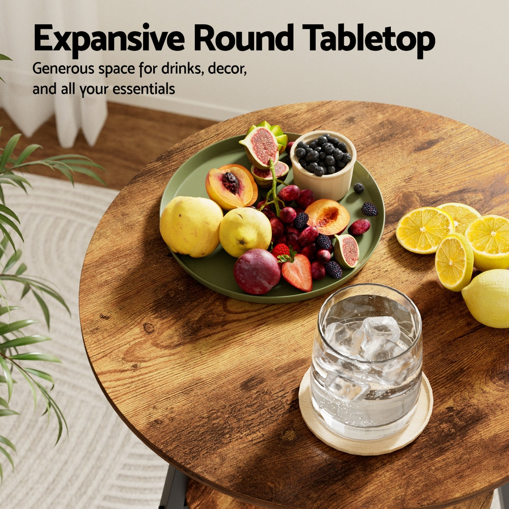 Artiss Industrial Bar Table with 2-Tier Organizer Weather-Resistant MDF Top Steel Frame 5