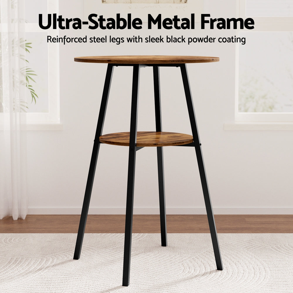 Artiss Industrial Bar Table with 2-Tier Organizer Weather-Resistant MDF Top Steel Frame 6