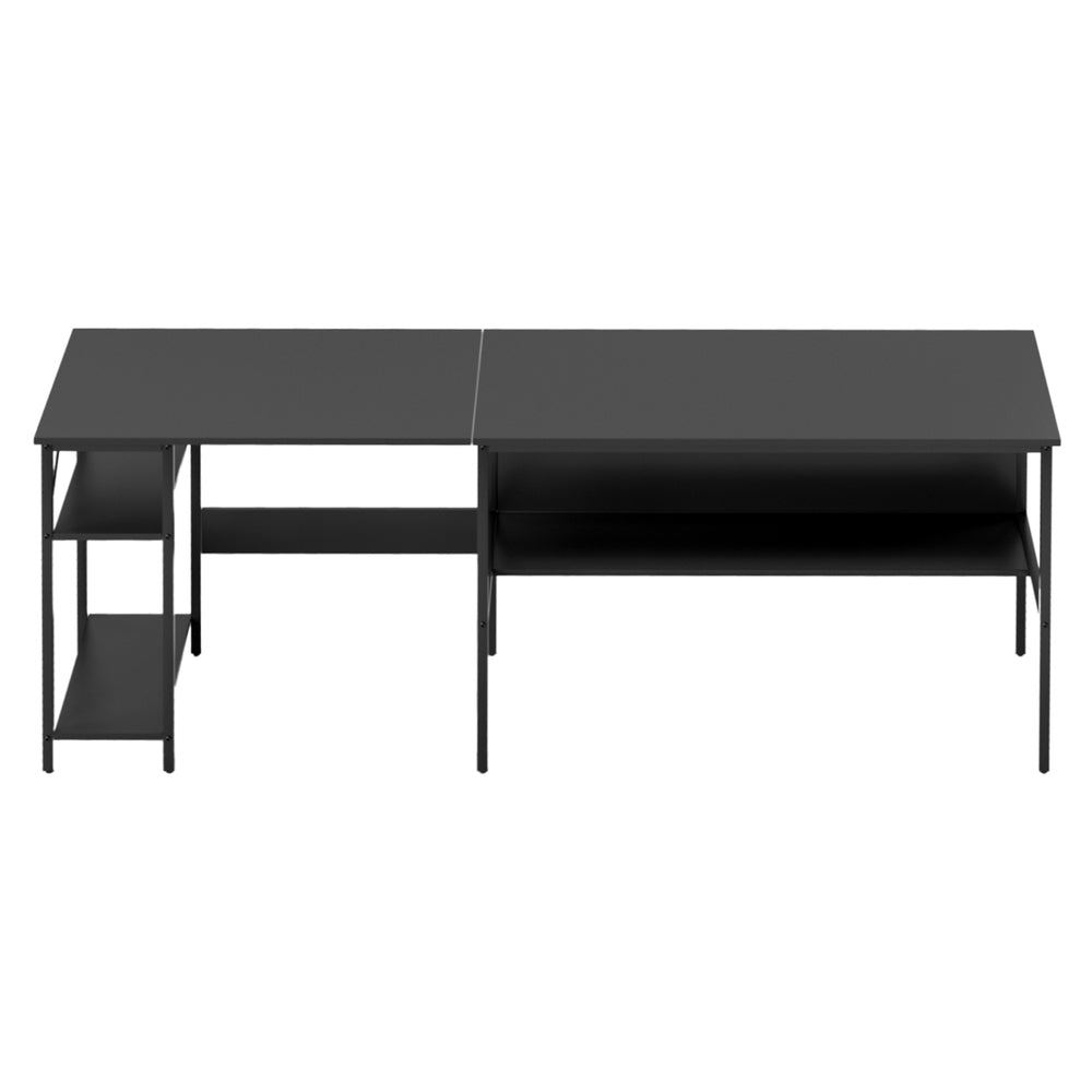 Artiss Computer Desk L shape Home Office Study Table Desks Open Shelf Black 3