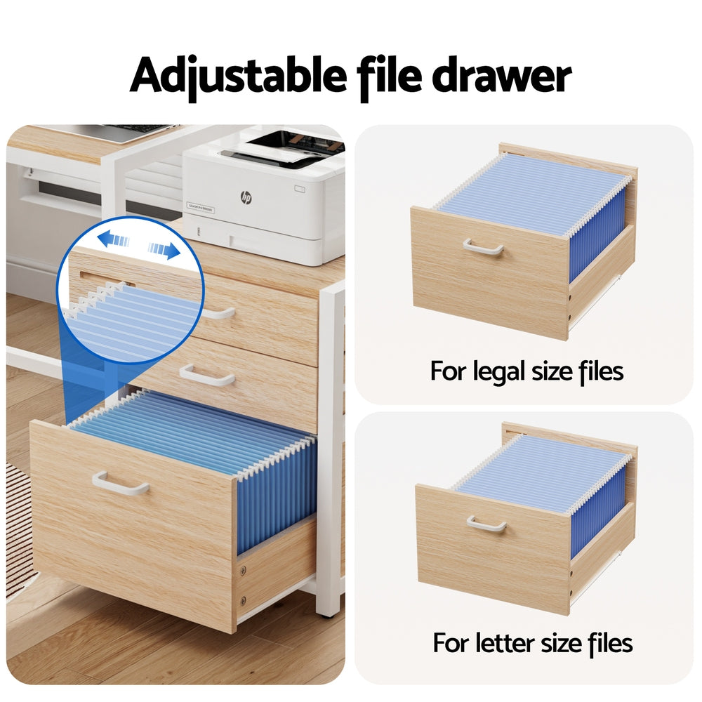 Artiss Computer Desk Home Office Study Table Desks w/Drawers Open Shelf Oak 160CM 6