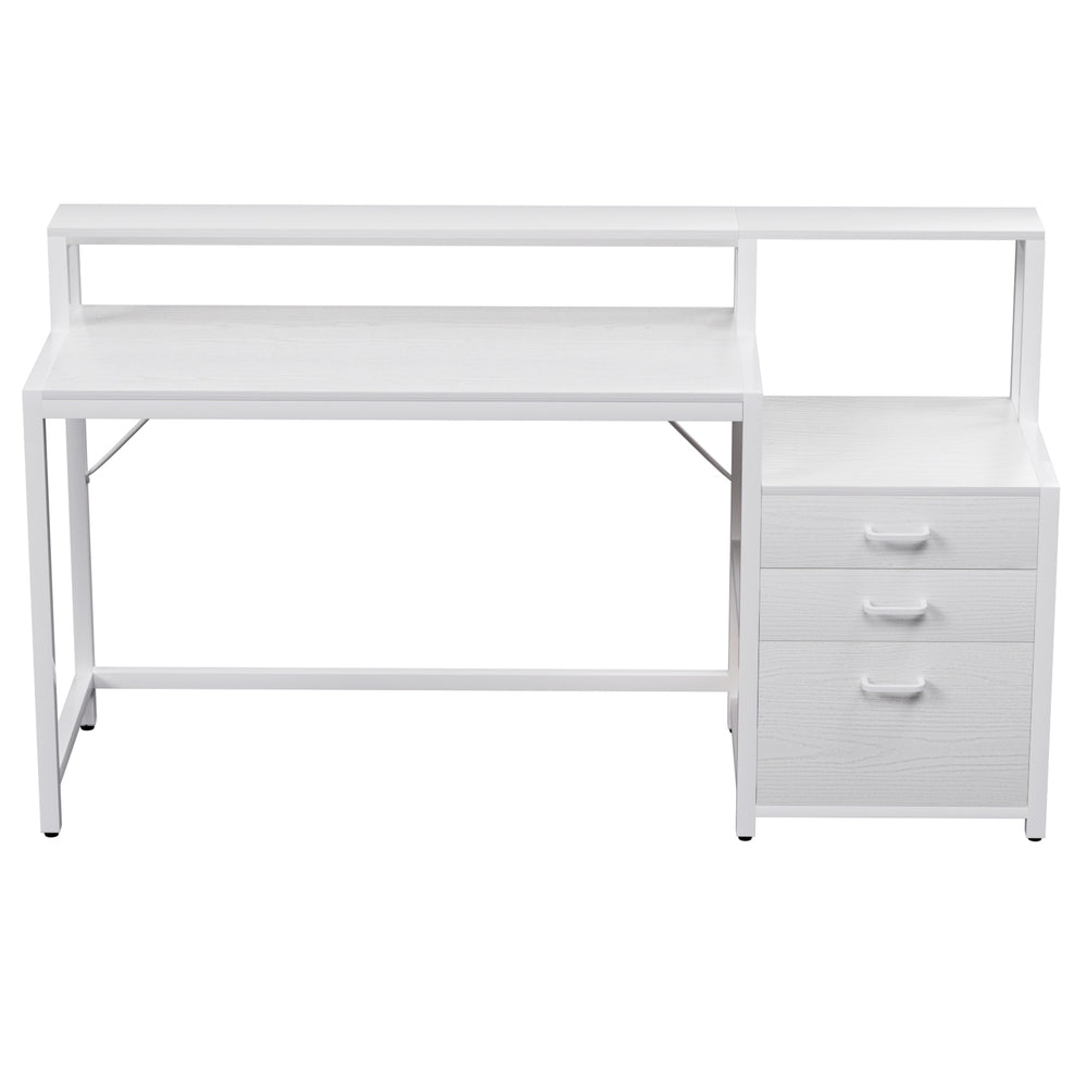 Artiss Computer Desk Home Office Study Table Desks w/Drawers Open Shelf White 160CM 3