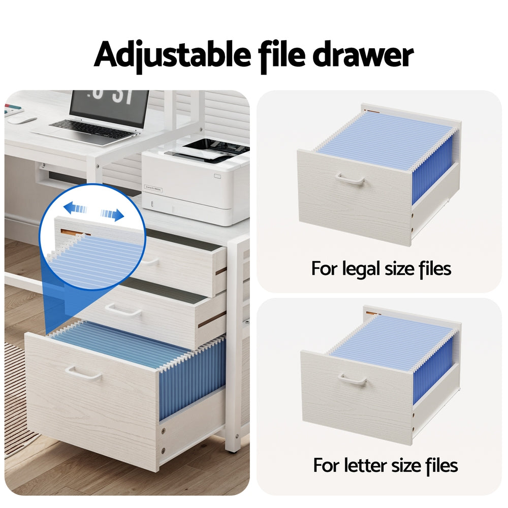 Artiss Computer Desk Home Office Study Table Desks w/Drawers Open Shelf White 160CM 6