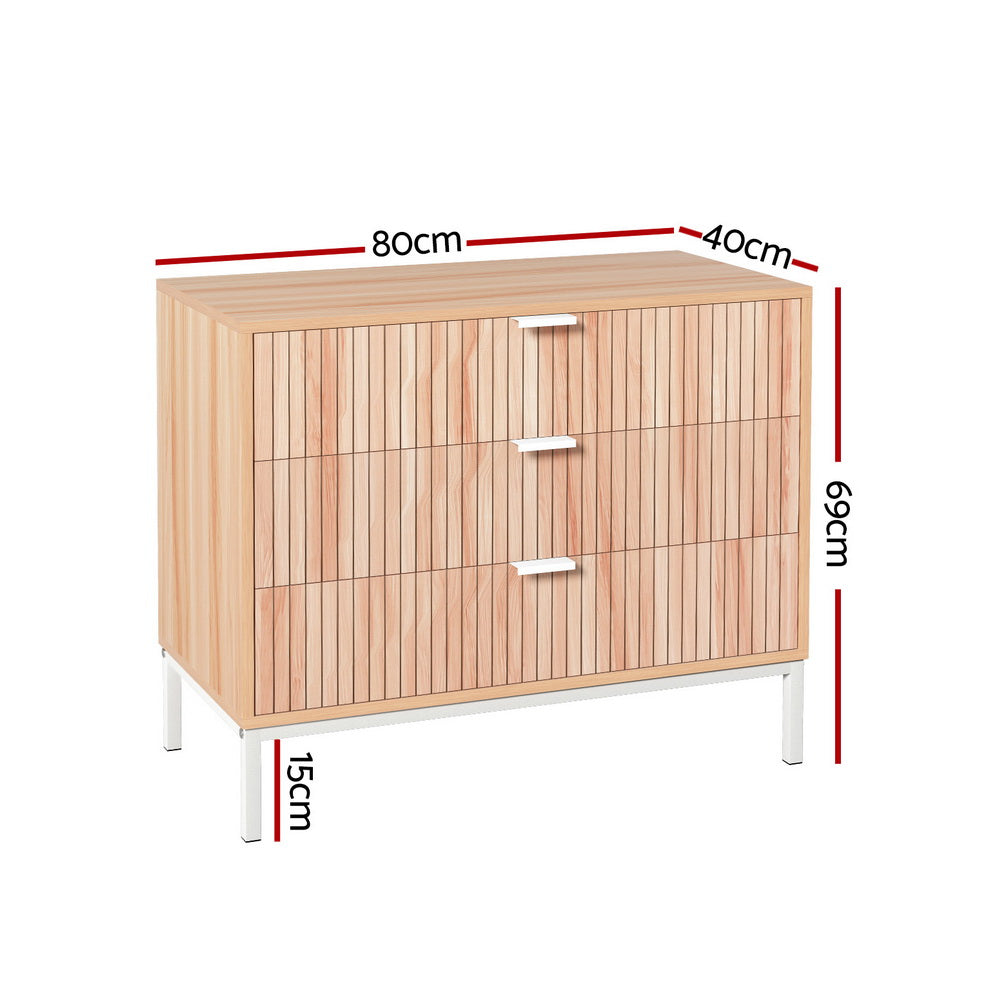 Artiss 3 Chest of Drawers  - LURA Pine 4