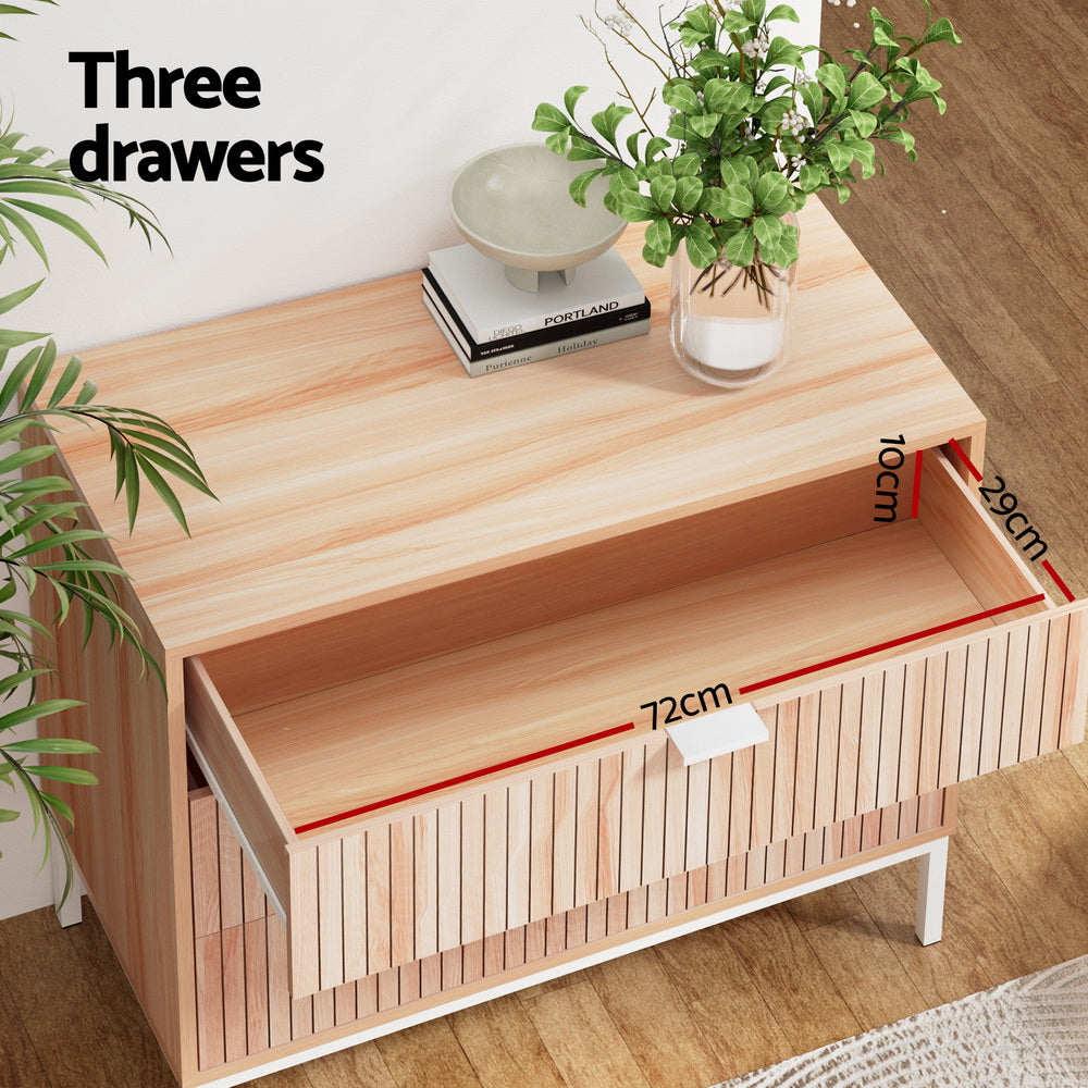 Artiss 3 Chest of Drawers  - LURA Pine 6