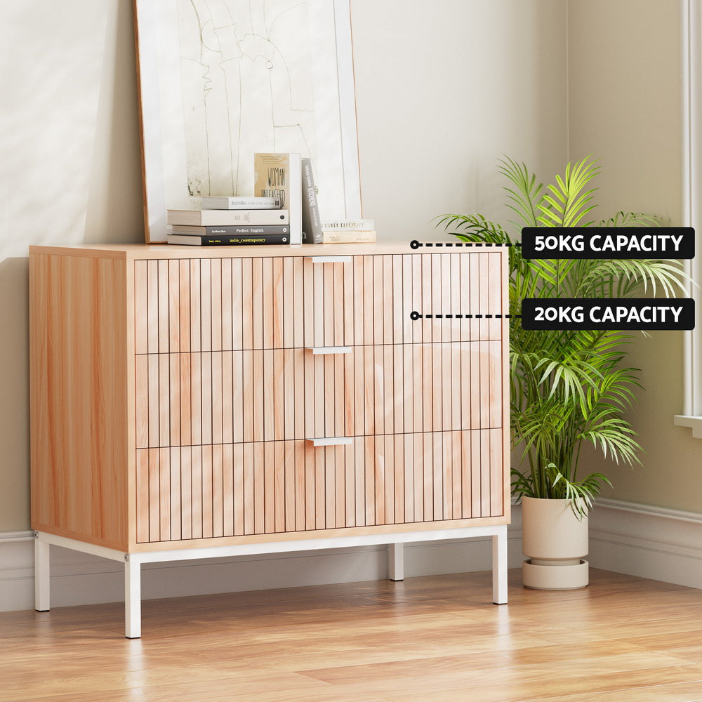 Artiss 3 Chest of Drawers  - LURA Pine 7