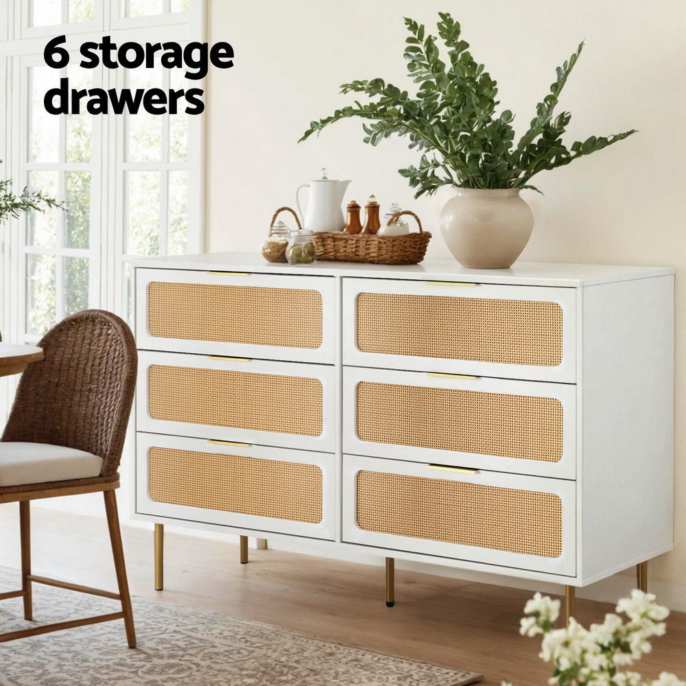 Artiss Chest of 6 Drawers Lowboy Cabinet White 5