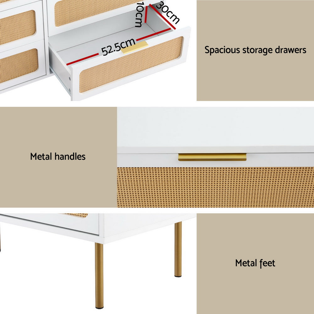 Artiss Chest of 6 Drawers Lowboy Cabinet White 6