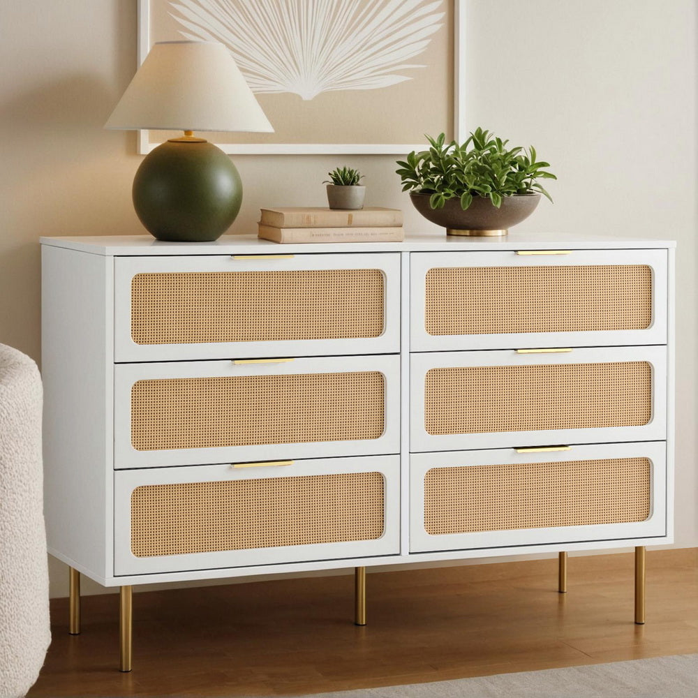 Artiss Chest of 6 Drawers Lowboy Cabinet White 8