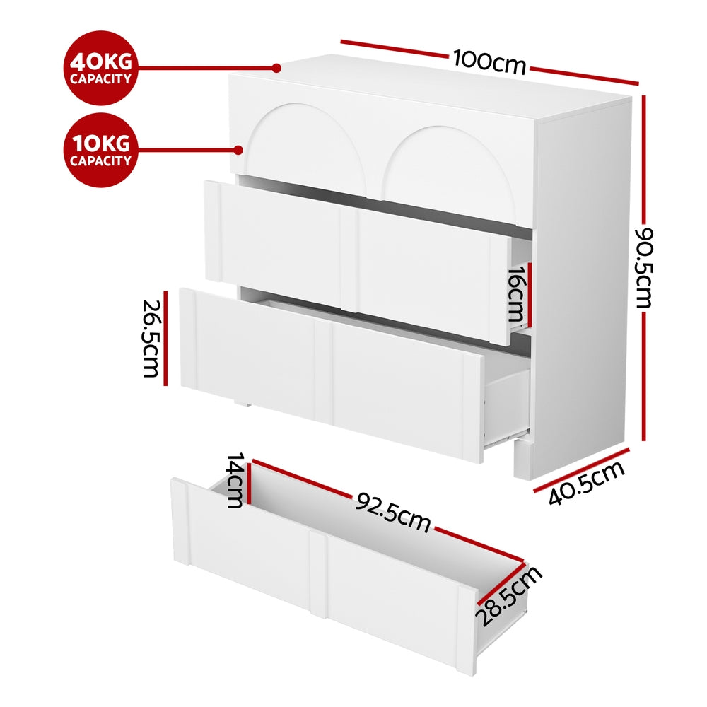 Artiss 3 Chest of Drawers Lowboy Dresser Cabinet White 3