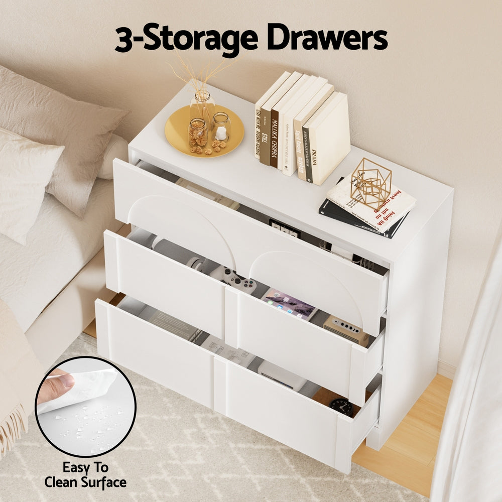 Artiss 3 Chest of Drawers Lowboy Dresser Cabinet White 5