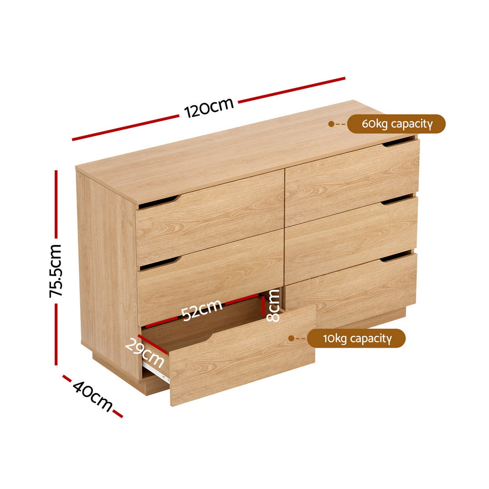 Artiss 6 Chest of Drawers Dresser Table Pine 3