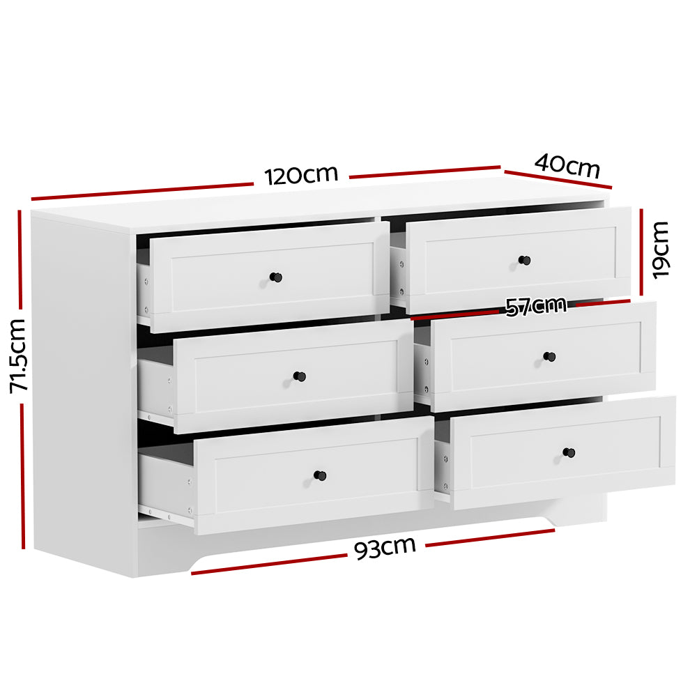 Artiss 6 Chest of Drawers - LEIF White 4