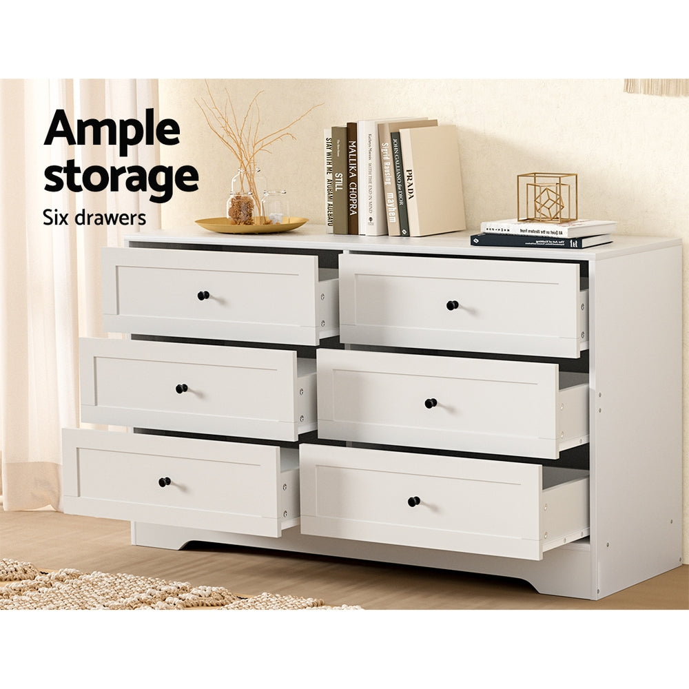 Artiss 6 Chest of Drawers - LEIF White 6