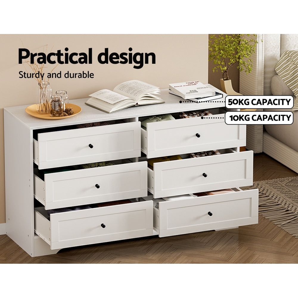 Artiss 6 Chest of Drawers - LEIF White 7