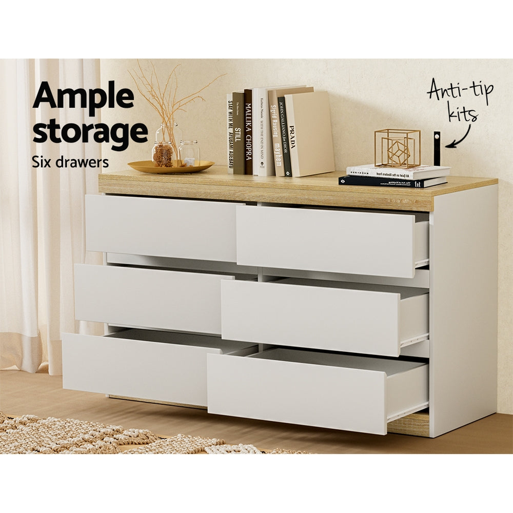 Artiss 6 Chest of Drawers Cabinet Dresser Table Tallboy Storage Bedroom White 4