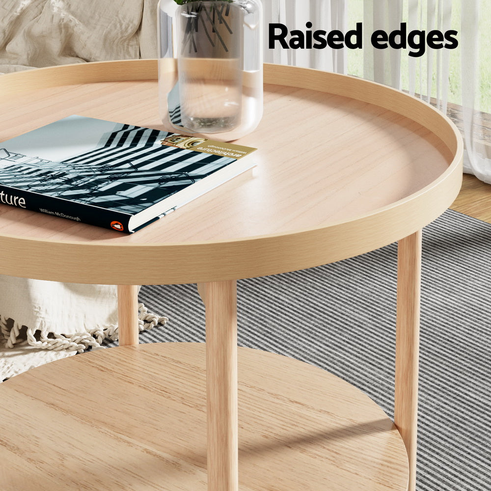 Artiss Coffee Table Side Table Round 70CM 5