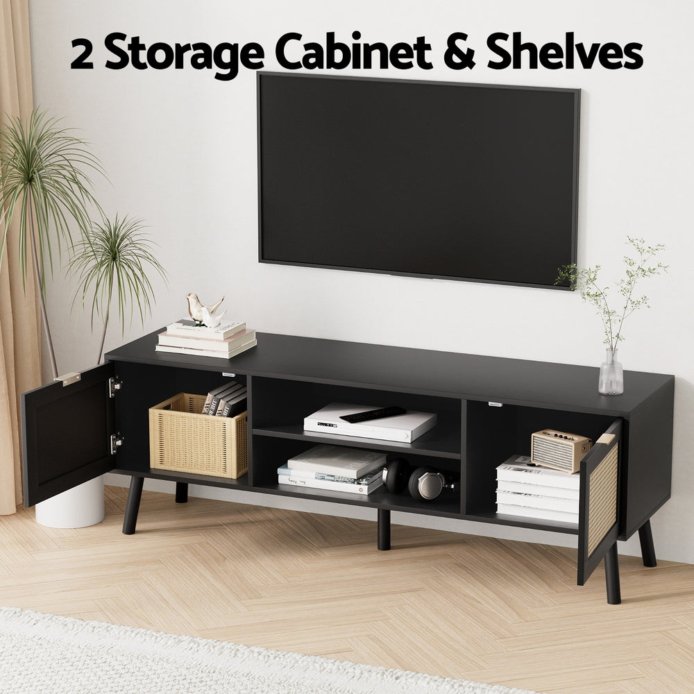 Artiss TV Unit 150cm Storage Cabinet Black 6