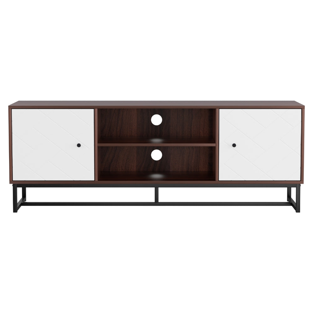 Artiss TV Unit 150cm Storage Shelves Walnut White 4
