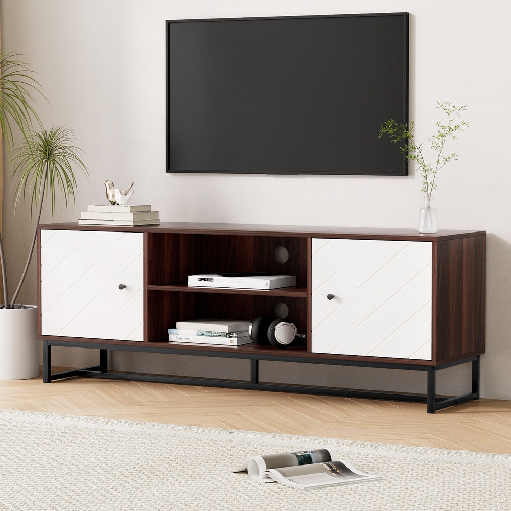 Artiss TV Unit 150cm Storage Shelves Walnut White 8