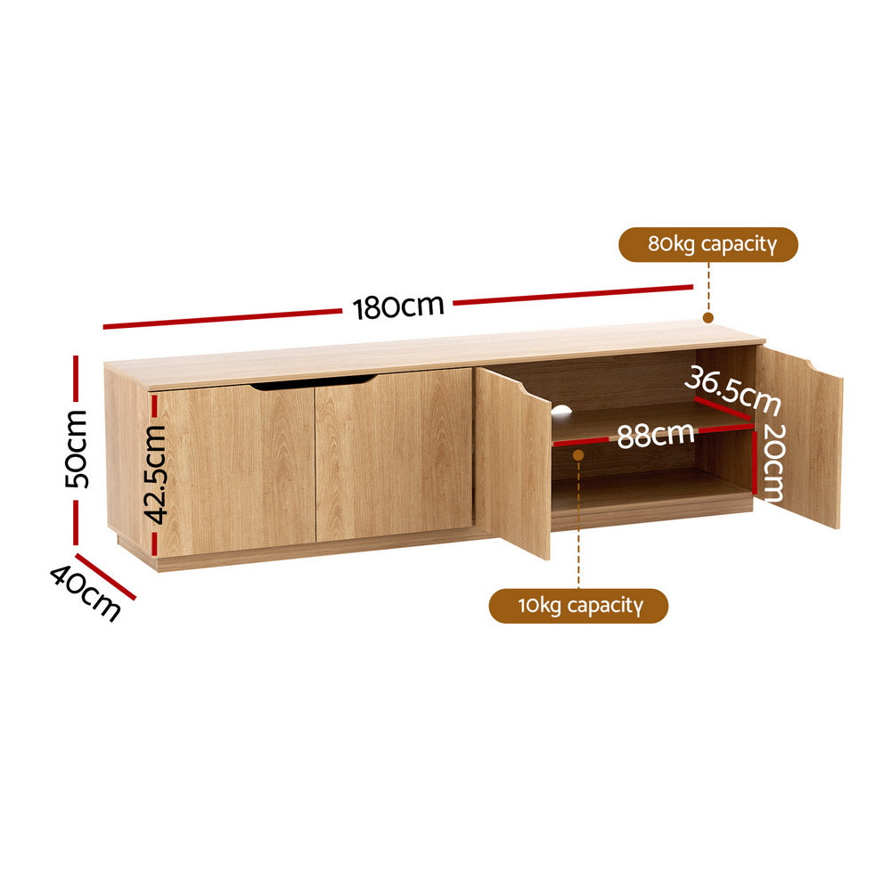 Artiss TV Unit Entertainment Unit Storage Cabinet 180cm Pine 3