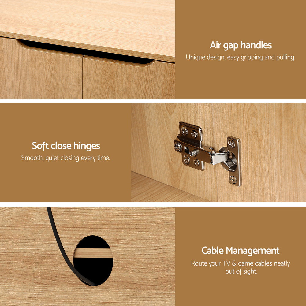 Artiss TV Unit Entertainment Unit Storage Cabinet 180cm Pine 7