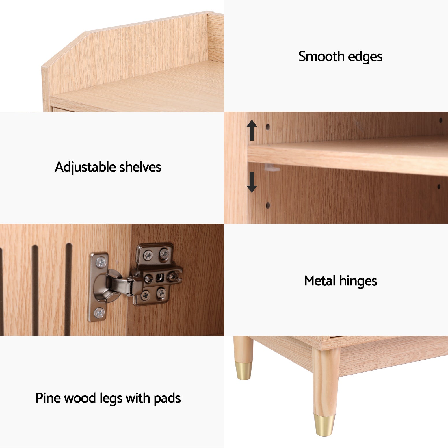 Artiss Shoe Rack Cabinet with Shelves 26 Pairs Pine 8