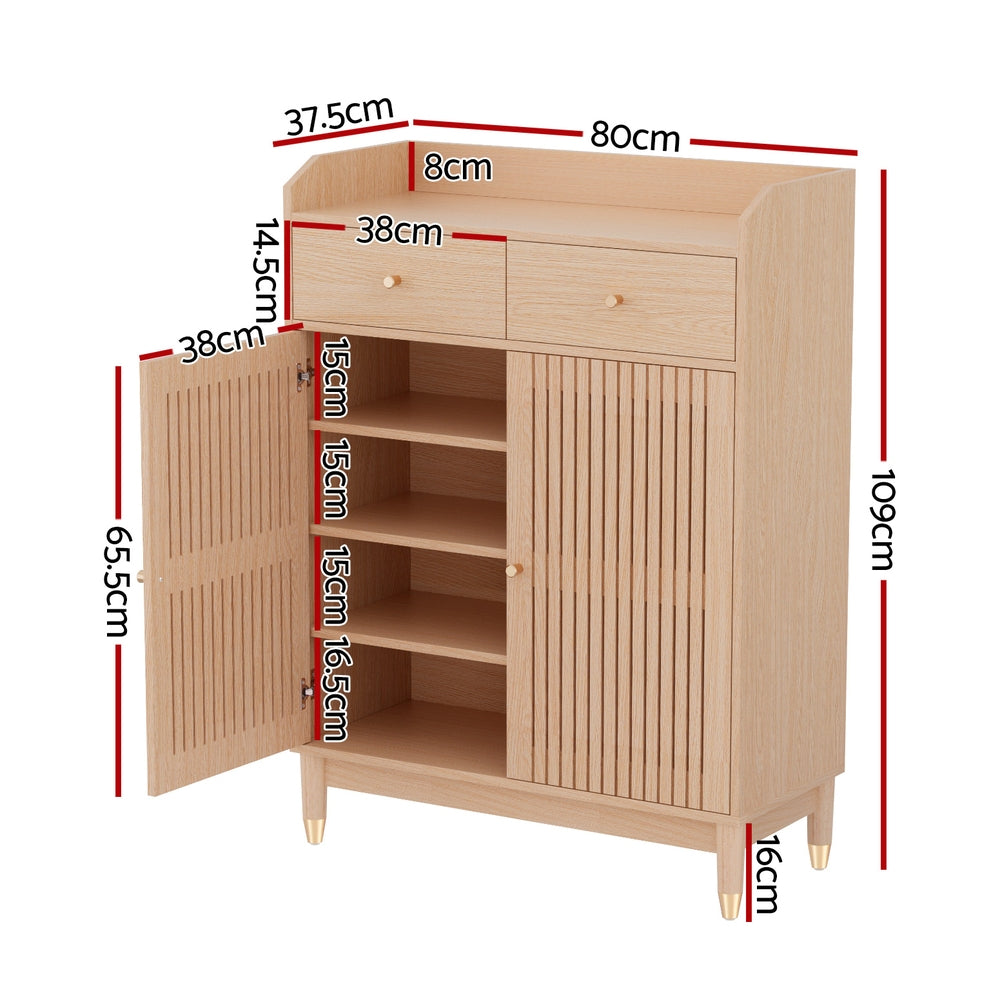 Artiss Shoe Rack Cabinet 4-Tier 16 Pairs Pine 4