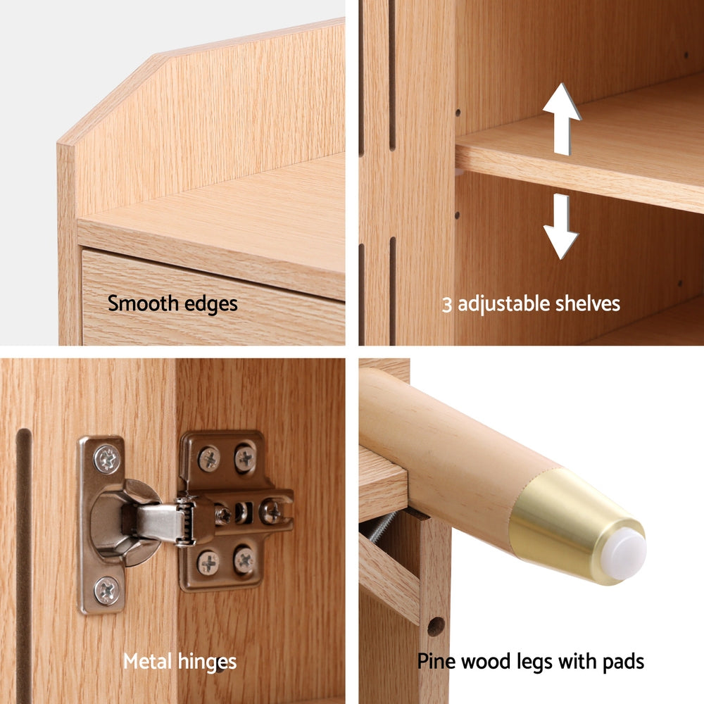 Artiss Shoe Rack Cabinet 4-Tier 16 Pairs Pine 8