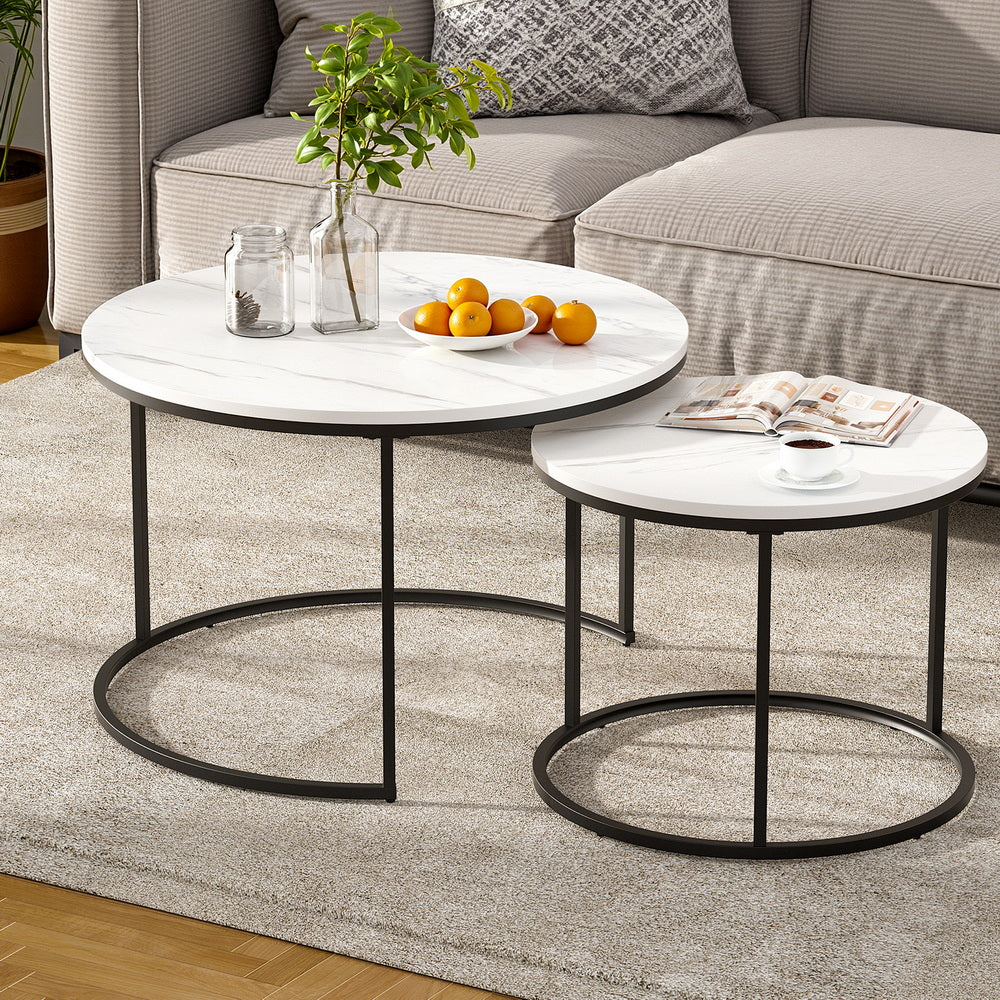 Artiss Nesting Coffee Table Set of 2 Marble Effect 7