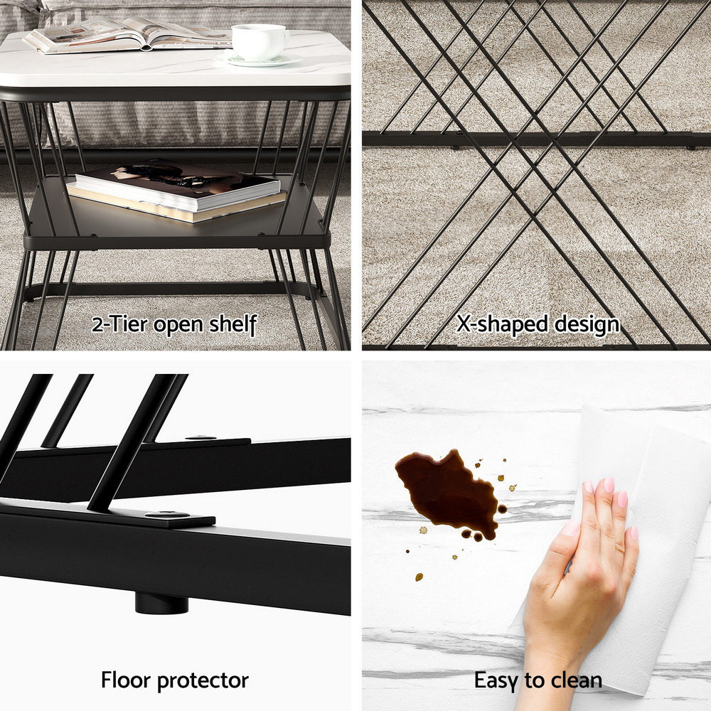 Artiss Nesting Coffee Table Set of 2 Marble Effect 5