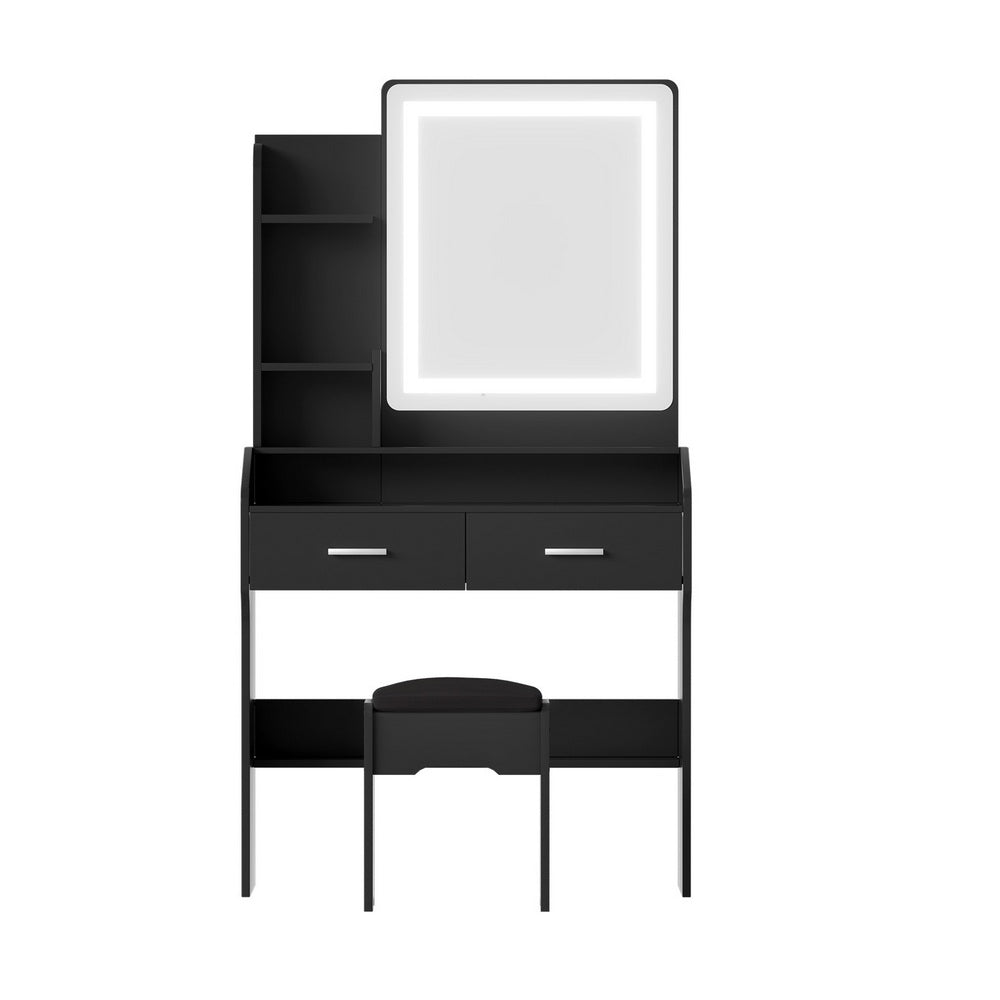 Artiss Dressing Table Set Stool Led Black 4