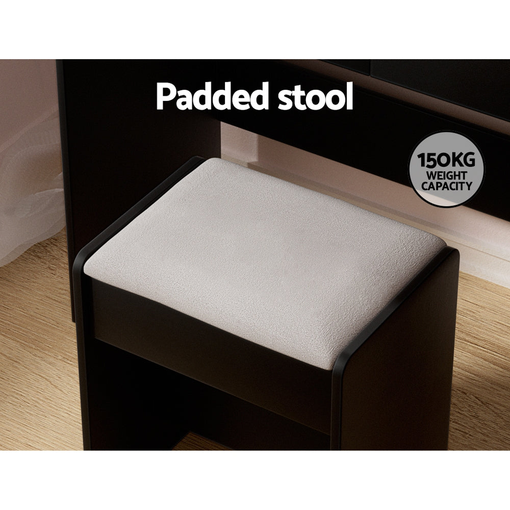Artiss Dressing Table Set Stool 10 Led Bulbs Black Dulcea 8