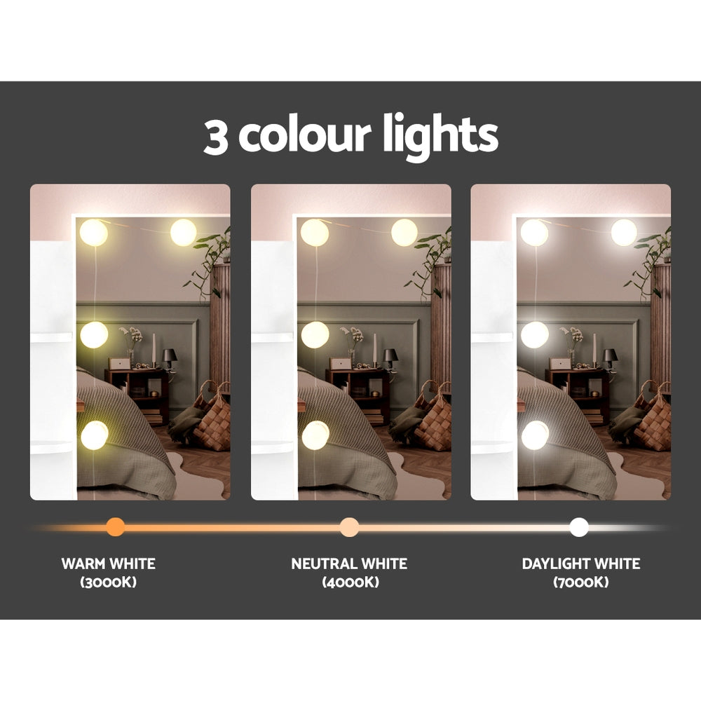 Artiss Dressing Table Set Stool 10 Led Bulbs White Dulcea 4