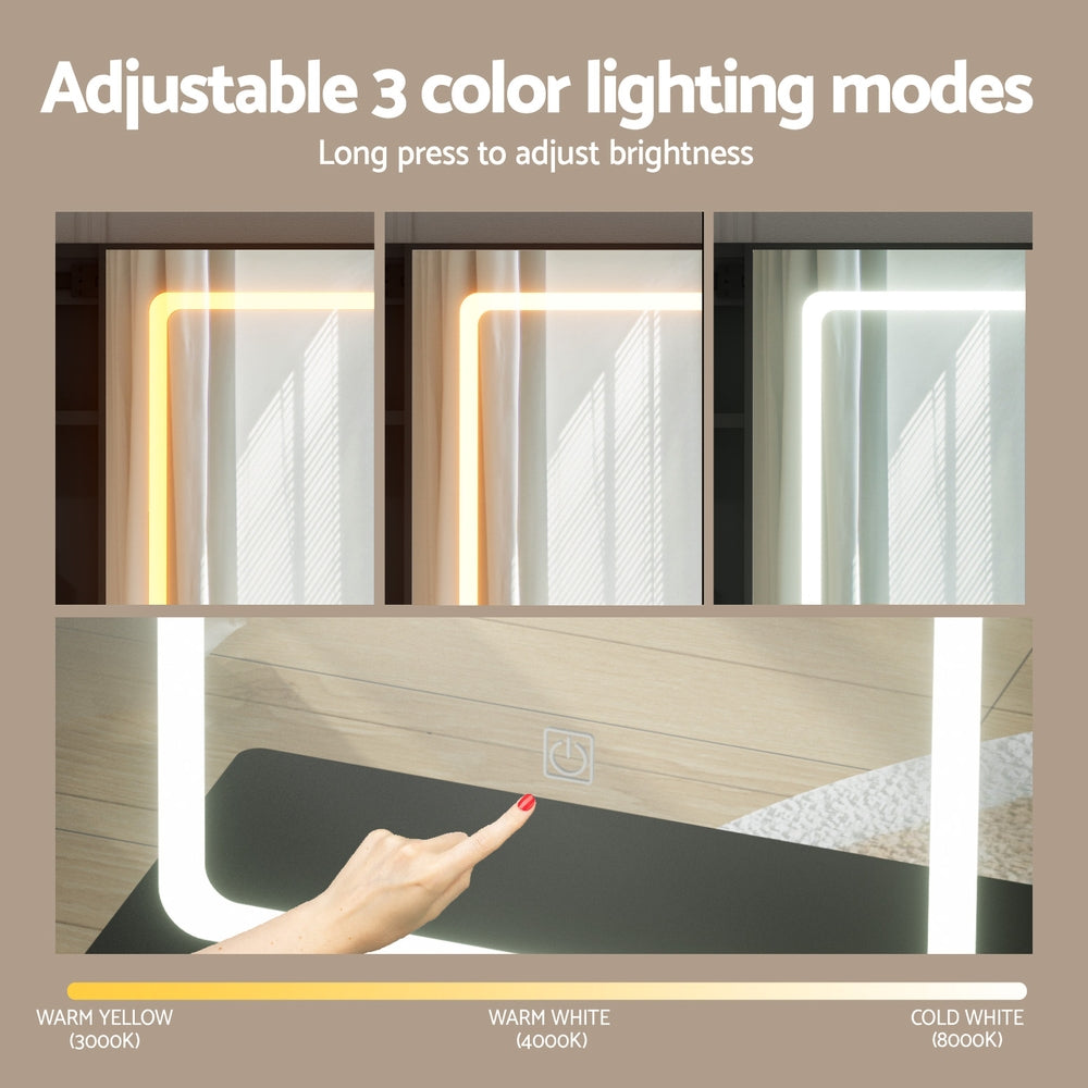 Artiss Dressing Table Vanity Desk Set Stool Led Black 5