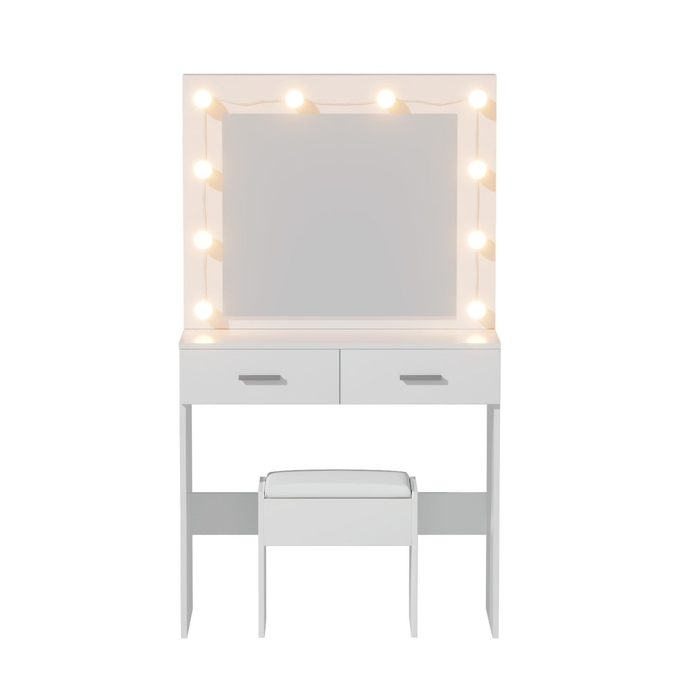 Artiss Dressing Table Vanity Desk Set Stool 10 Led Bulbs White 4