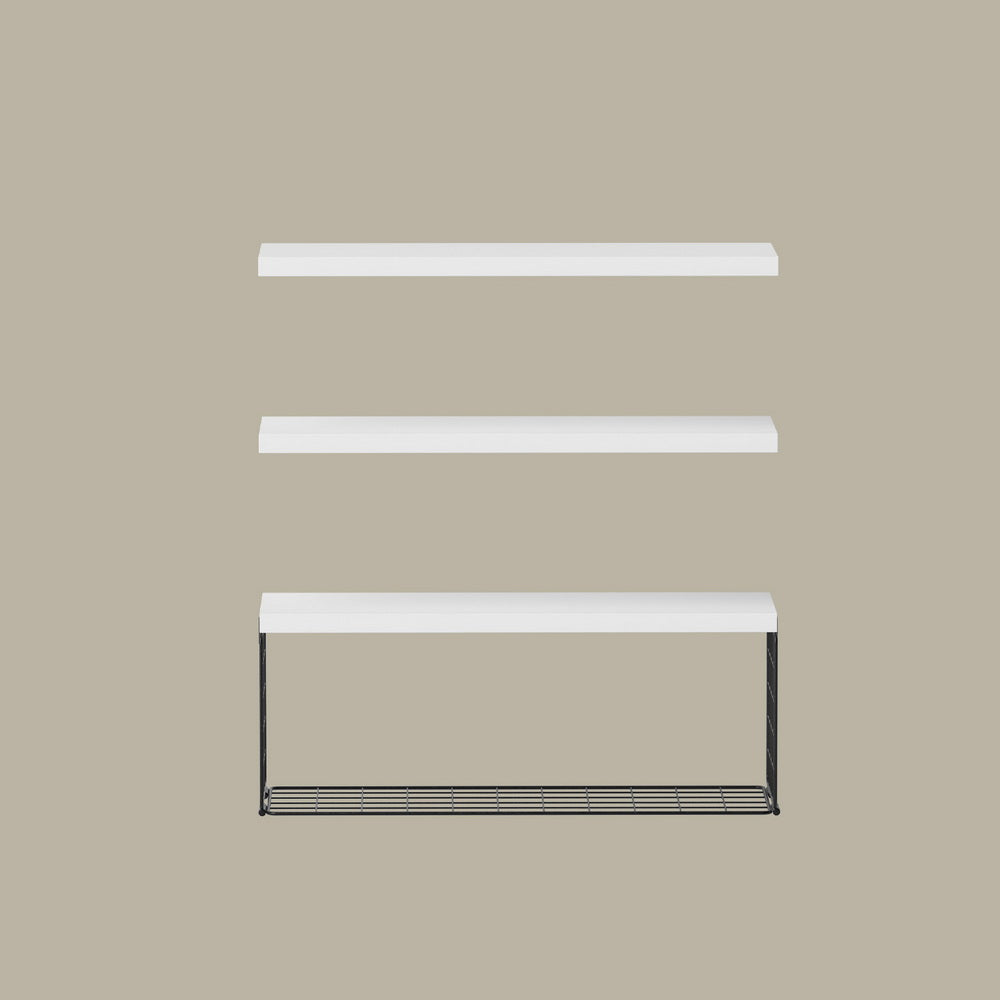 Artiss Floating Wall Shelf Set of 3 White 3