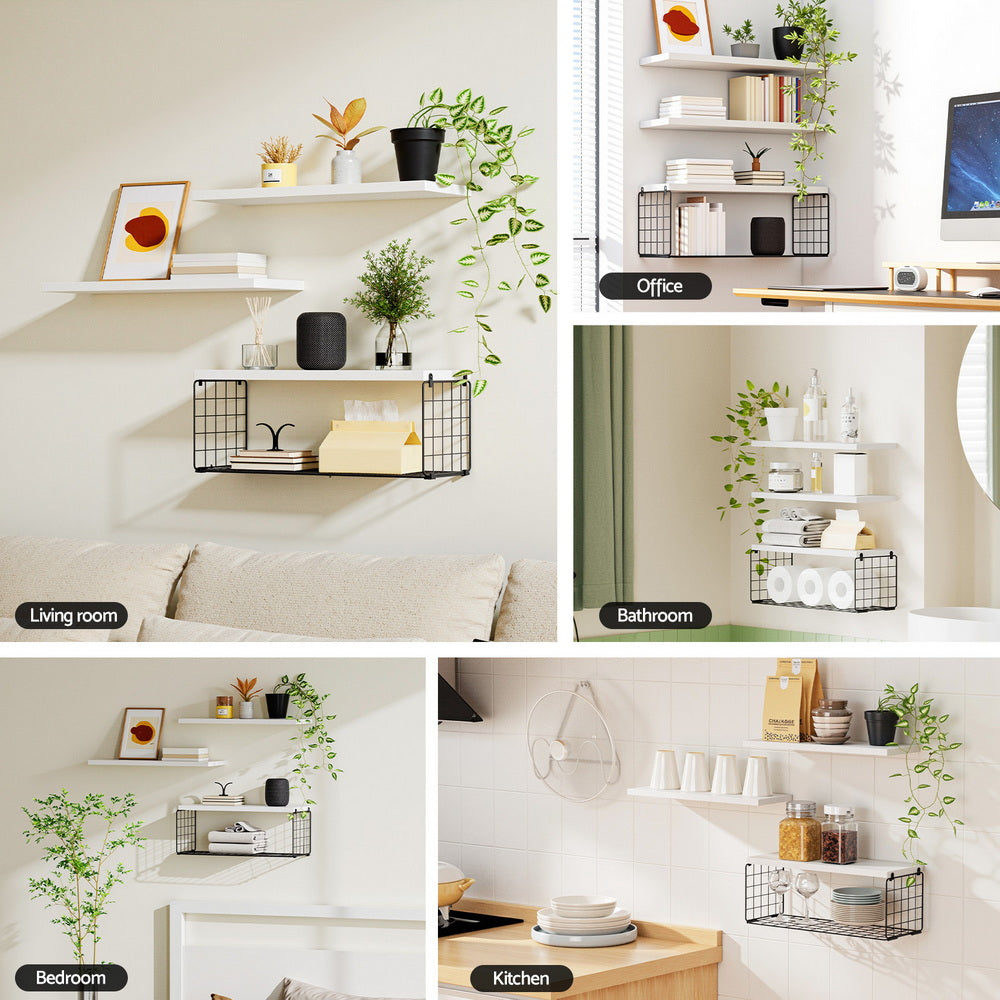 Artiss Floating Wall Shelf Set of 3 White 5