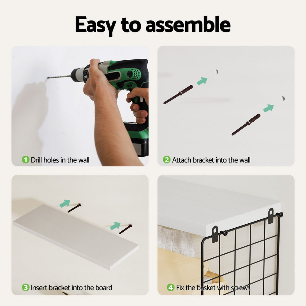 Artiss Floating Wall Shelf Set of 3 White 6