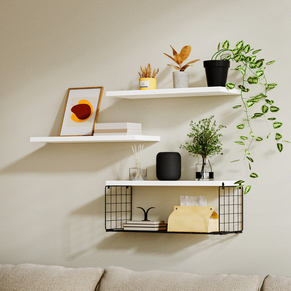 Artiss Floating Wall Shelf Set of 3 White 7