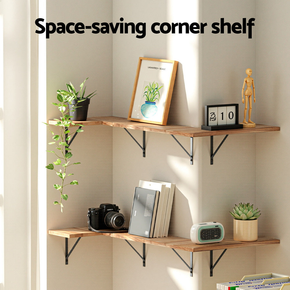 Artiss Floating Wall Shelf Corner Shelves Set of 4 Wood 4