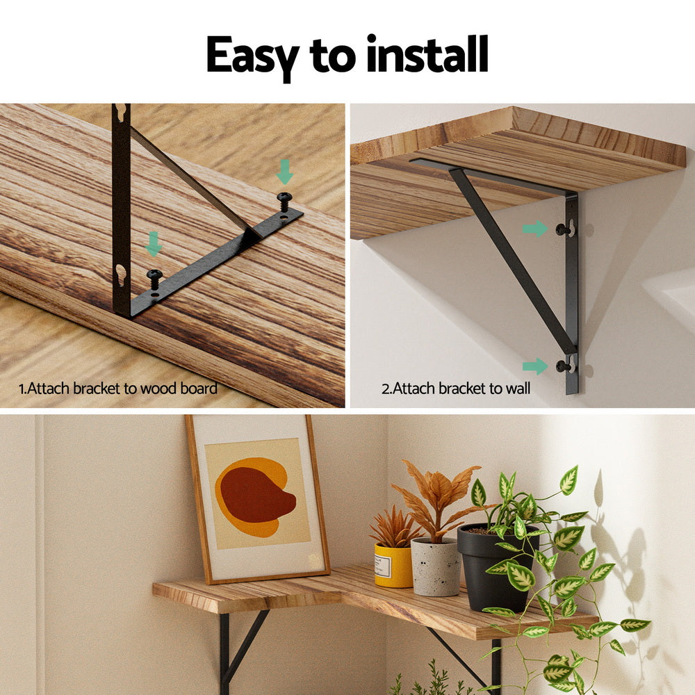 Artiss Floating Wall Shelf Corner Shelves Set of 4 Wood 6