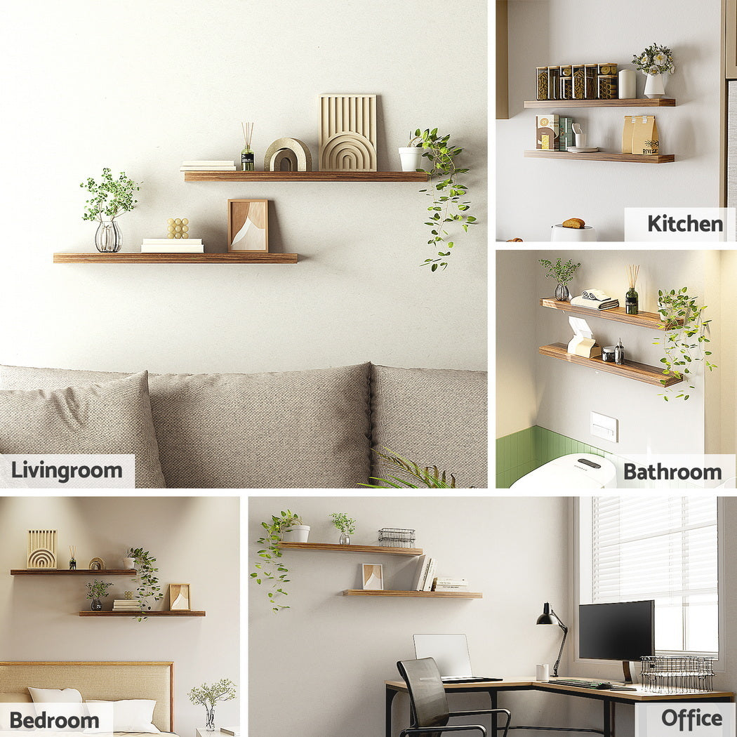 Artiss Floating Wall Shelf Set of 2 Wood 90CM 5