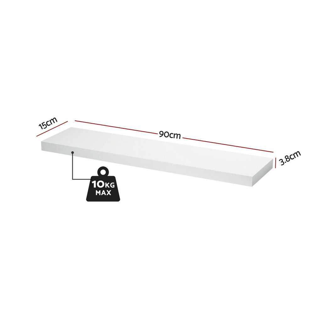Artiss Floating Wall Shelf Set of 2 White 90CM 3
