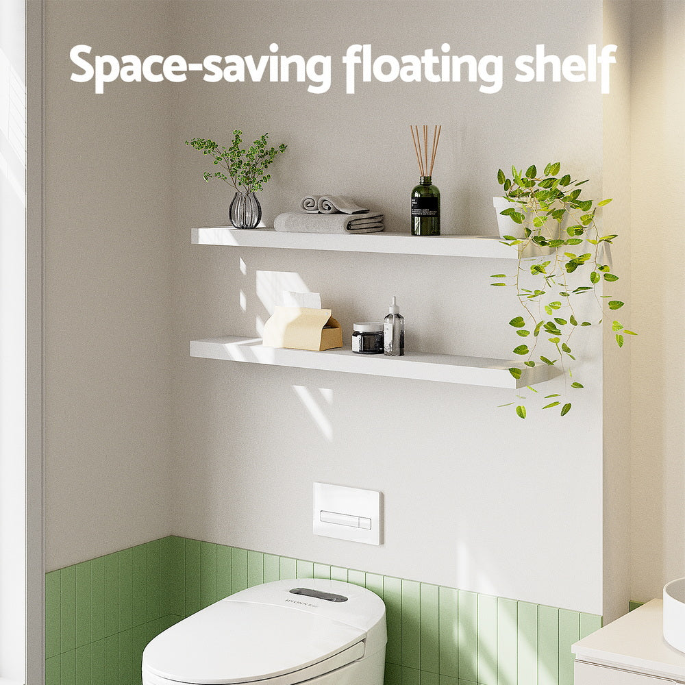 Artiss Floating Wall Shelf Set of 2 White 90CM 4