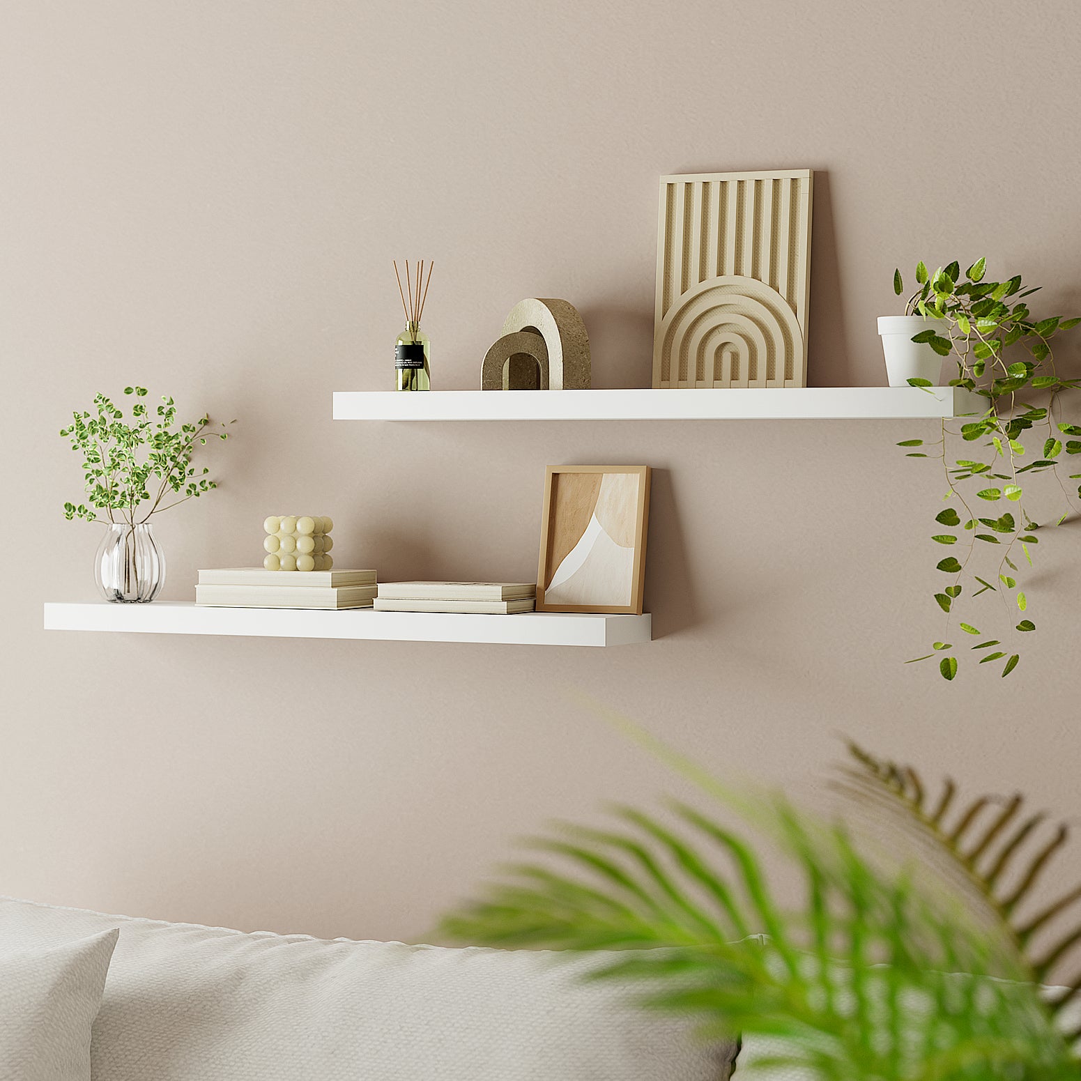 Artiss Floating Wall Shelf Set of 2 White 90CM 7
